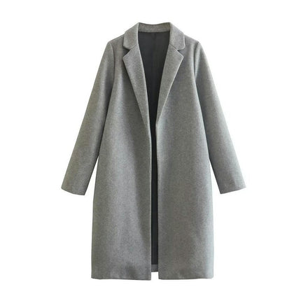 Women's Blend Coat Winter Long Sleeve Warm Cardigans Jackets Mid Length Outerwear