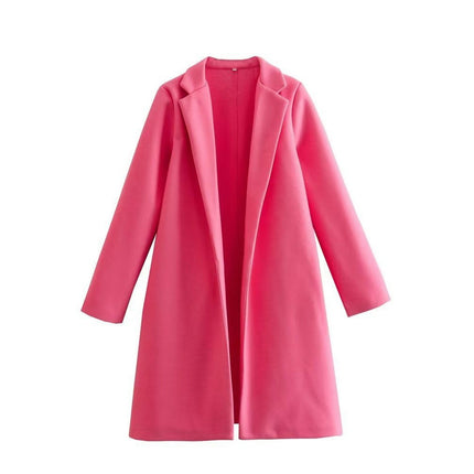 Women's Blend Coat Winter Long Sleeve Warm Cardigans Jackets Mid Length Outerwear
