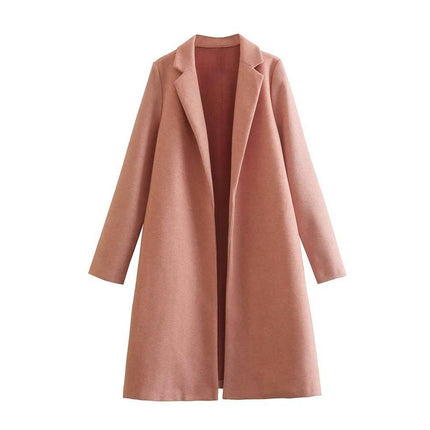 Women's Blend Coat Winter Long Sleeve Warm Cardigans Jackets Mid Length Outerwear