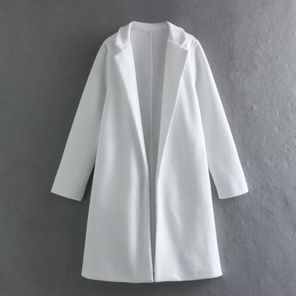 Women's Blend Coat Winter Long Sleeve Warm Cardigans Jackets Mid Length Outerwear