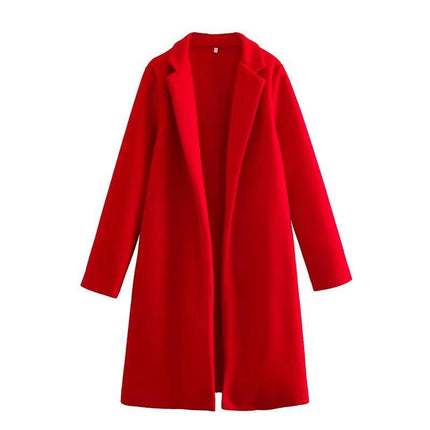 Women's Blend Coat Winter Long Sleeve Warm Cardigans Jackets Mid Length Outerwear