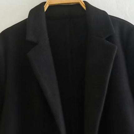 Women's Blend Coat Winter Long Sleeve Warm Cardigans Jackets Mid Length Outerwear