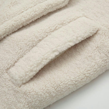 Womens Fuzzy Fleece Double Breasted Long Coats Lapel Jackets Winter Warm Casual Outwear