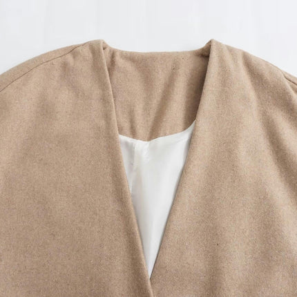 Womens Cropped Blend Jackets V Neck Short Coats Single Breasted Winter Outerwear