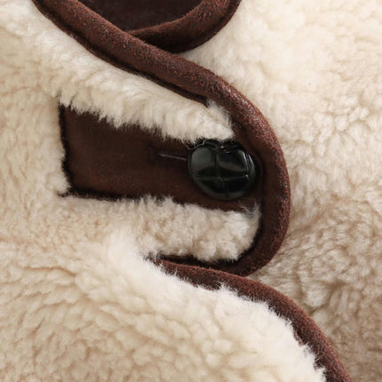 Women Casual Fleece Fuzzy Faux Shearling Warm Winter Button Down Jackets Shaggy Coat