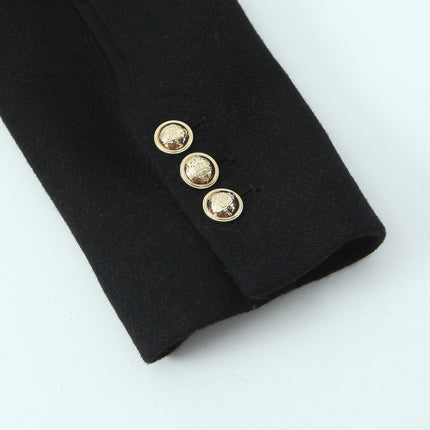 Women's Winter Wool Blend Coat Stand Collar Double Breasted Jackets Outwear