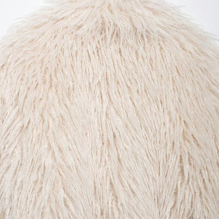 Women Shaggy Cropped Jacket Coat Winter Fluffy Faux Fur Warm Long Sleeve Outerwear
