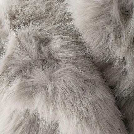 Womens Cropped Faux Fur Jackets Long Sleeve Stand Collar Fluffy Short Coats