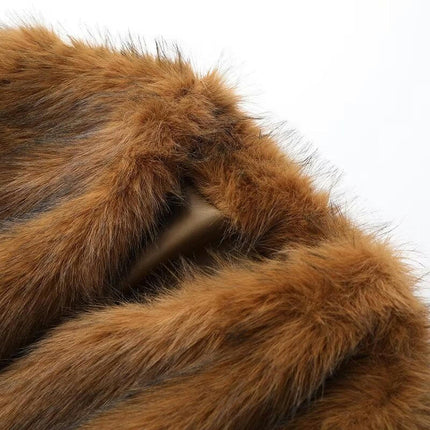 Women's Faux Fur Cropped Jacket Open Front Long Sleeve Outerwear Fuzzy Coat