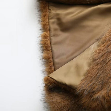 Women's Faux Fur Cropped Jacket Open Front Long Sleeve Outerwear Fuzzy Coat