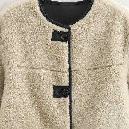 Women's Sherpa Fleece Jacket Long Sleeve Button Faux Fuzzy Warm Winter Coat Outwear with Pockets