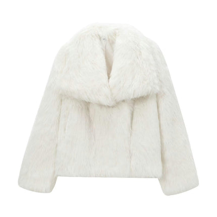 Womens Faux Fur Coat Shaggy Casual Lapel Jackets Winter Warm Fuzzy Outerwear