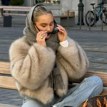 Women's Shaggy Faux Fur Jacket Coat Long Sleeve Warm Winter Outwear