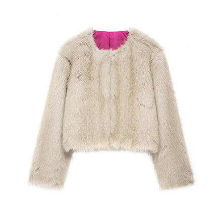 Women's Shaggy Faux Fur Jacket Coat Long Sleeve Warm Winter Outwear