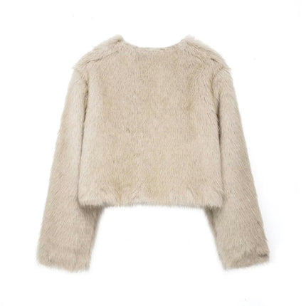 Women's Shaggy Faux Fur Jacket Coat Long Sleeve Warm Winter Outwear