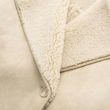 Women's Faux Shearing Jacket Sherpa-Lined Coat Winter Faux Leather Outerwear