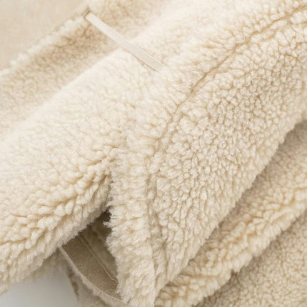 Women's Faux Shearing Jacket Sherpa-Lined Coat Winter Faux Leather Outerwear