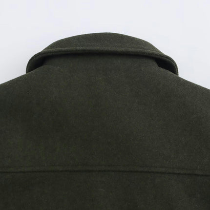 Women's Blend Copped Coat Turn-Down Zip Up Bomber Jacket Outerwear with Pockets