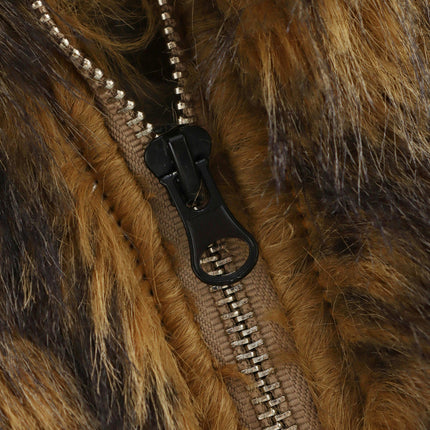 Women's Cropped Faux Fur Jackets Long Sleeve Lapel Zip Up Soft Shaggy Coats Warm Outwear