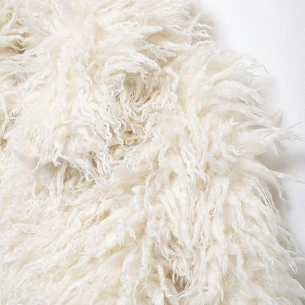 Womens Cropped Faux Fur Jacket Shaggy Lapel Winter Coats Fuzzy Warm Outerwear