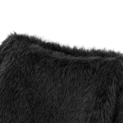 Cropped Faux Fur Coat for Women Furry Pullover Fluffy Jacket Winter Shaggy Warm Outwear