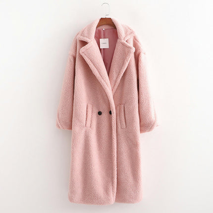 Womens Fuzzy Fleece Button Down Long Coats Lapel Jackets Winter Warm Casual Outwear