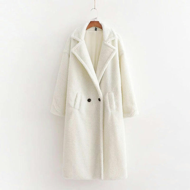 Womens Fuzzy Fleece Button Down Long Coats Lapel Jackets Winter Warm Casual Outwear