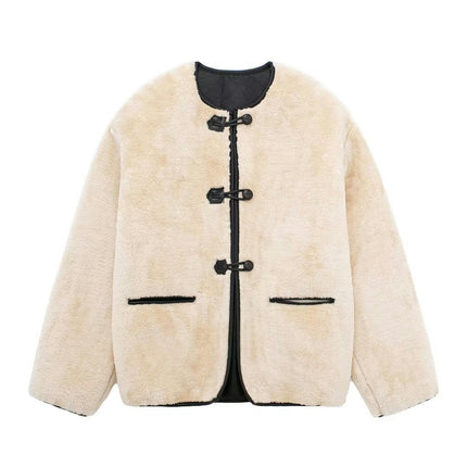 Women's Warm Winter Coats Casual Long Sleeve Button up Fuzzy Sherpa Fleece Jackets Outerwear