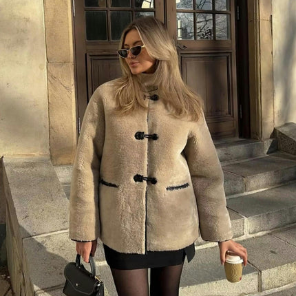 Women's Warm Winter Coats Casual Long Sleeve Button up Fuzzy Sherpa Fleece Jackets Outerwear
