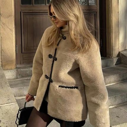 Women's Warm Winter Coats Casual Long Sleeve Button up Fuzzy Sherpa Fleece Jackets Outerwear