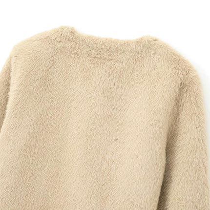 Women Winter Warm Fluffy Faux Fur Short Coat Button Down Jacket Outwear