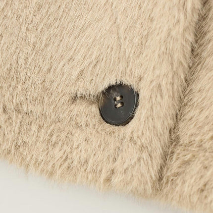 Women Winter Warm Fluffy Faux Fur Short Coat Button Down Jacket Outwear