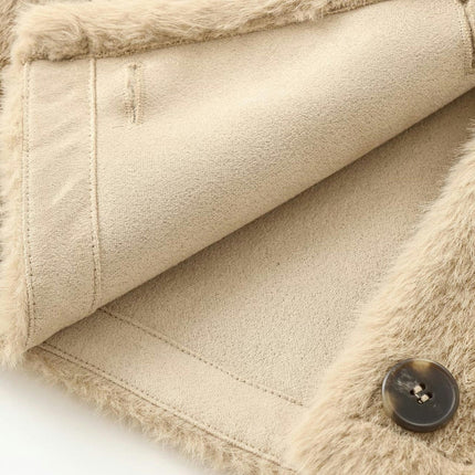 Women Winter Warm Fluffy Faux Fur Short Coat Button Down Jacket Outwear