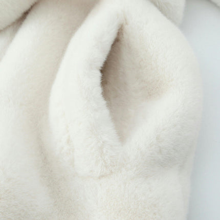 Women's Faux Fur Coat Fleece Lapel Open Front Long Coat Warm Winter Outwear Jackets with Belt
