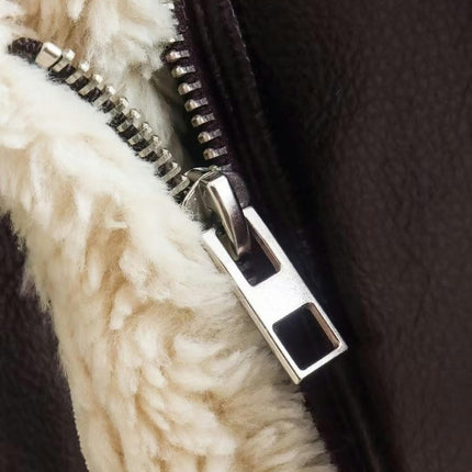 Faux Leather Jacket for Women Cropped Sherpa Lined Faux Shearing Warm Coat Outwear