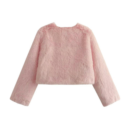 Women's Fluffy Faux Fur Jackets Long Sleeve Open Front Coat Winter Warm Outwear