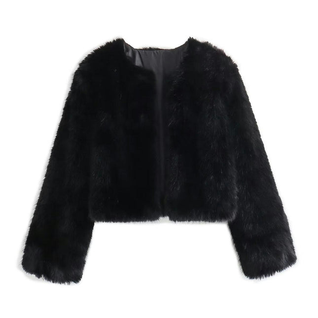 Women's Fluffy Faux Fur Jackets Long Sleeve Open Front Coat Winter Warm Outwear