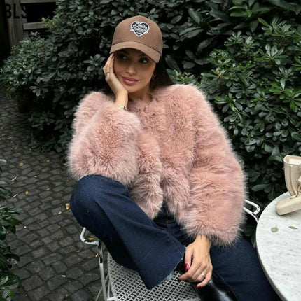 Women's Fluffy Faux Fur Jackets Long Sleeve Open Front Coat Winter Warm Outwear