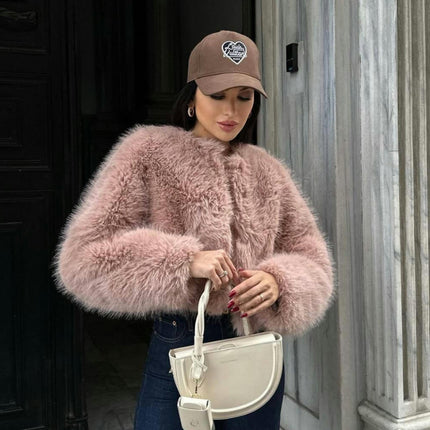 Women's Fluffy Faux Fur Jackets Long Sleeve Open Front Coat Winter Warm Outwear