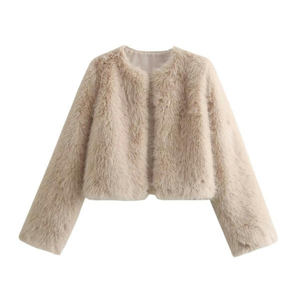 Women's Fluffy Faux Fur Jackets Long Sleeve Open Front Coat Winter Warm Outwear