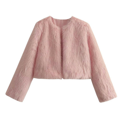 Women's Fluffy Faux Fur Jackets Long Sleeve Open Front Coat Winter Warm Outwear