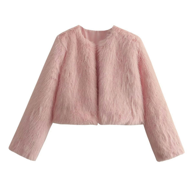 Women's Fluffy Faux Fur Jackets Long Sleeve Open Front Coat Winter Warm Outwear