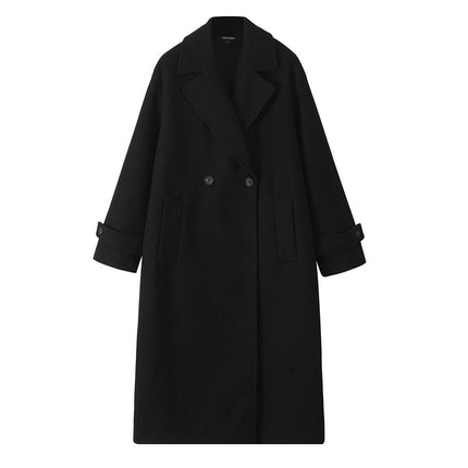 Women's Blend Jacket Notched Lapel Double Breasted Winter Coats Outwear