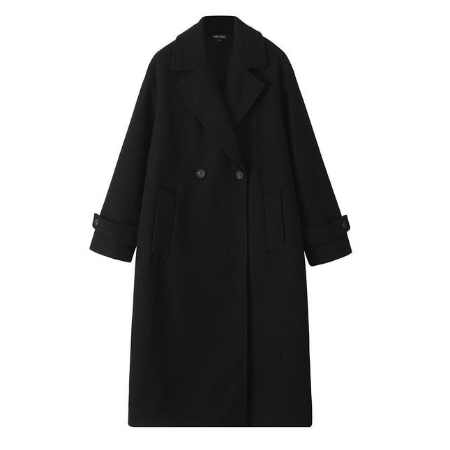 Women's Blend Jacket Notched Lapel Double Breasted Winter Coats Outwear