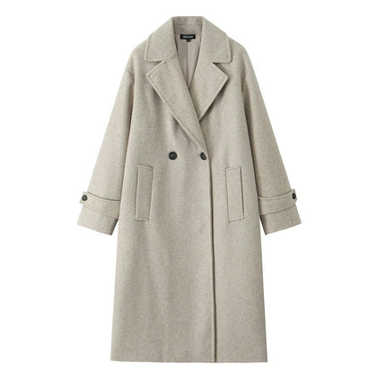Women's Blend Jacket Notched Lapel Double Breasted Winter Coats Outwear