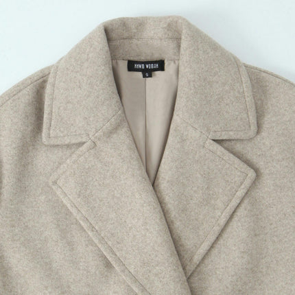 Women's Blend Jacket Notched Lapel Double Breasted Winter Coats Outwear