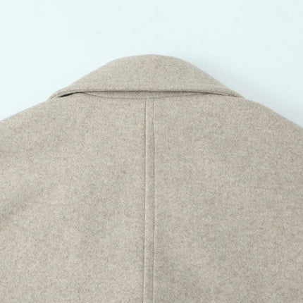 Women's Blend Jacket Notched Lapel Double Breasted Winter Coats Outwear