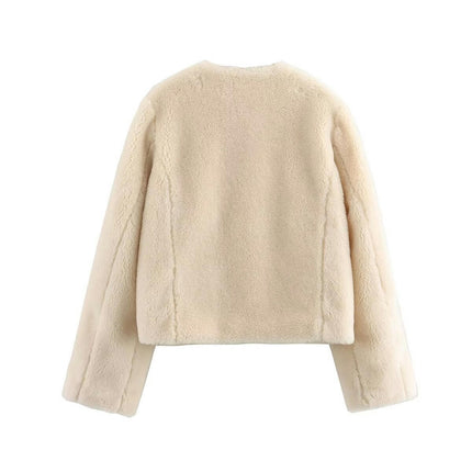 Women's Button Down Sherpa Fleece Jacket Long Sleeve Outwear Coat with Pockets