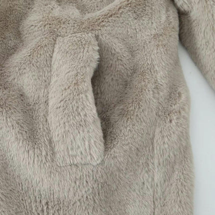 Women's Faux Fur Coat Fuzzy Warm Winter Button Down Long Jackets Outerwear with Pockets