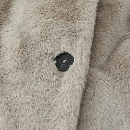 Women's Faux Fur Coat Fuzzy Warm Winter Button Down Long Jackets Outerwear with Pockets